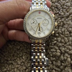Michele Sidney Chronograph Diamond Two-Tone Watch